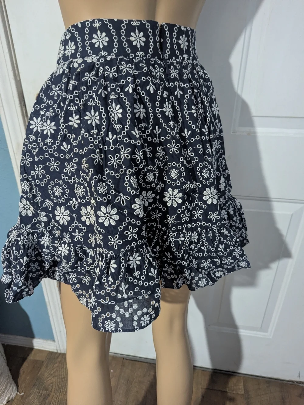 kate spade Navy Eyelet Faux-Wrap A-Line Skirt